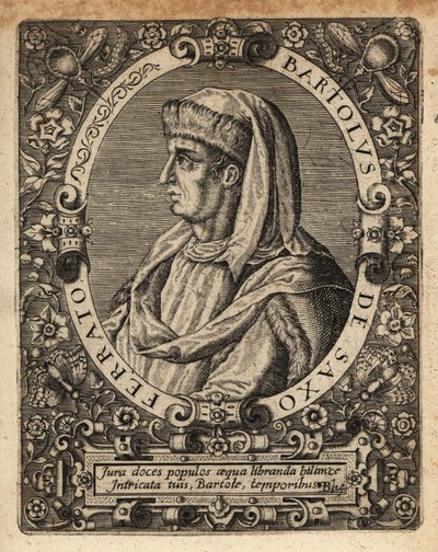 Bartolus de Saxoferrato（イタリアの法学者）。 作： Theodore de Bry