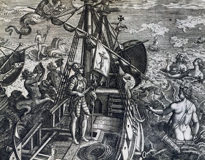 クリストファー・コロンブス、インド諸島を発見 作： Theodore de Bry