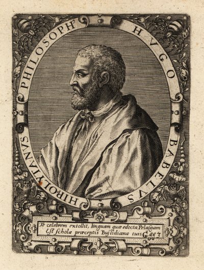 ユーグ・バベ（フランスの哲学者）。 作： Theodore de Bry