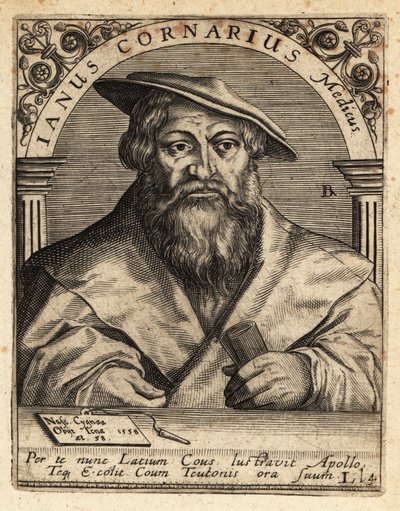 ヤヌス・コルナリウス（サクソンのヒューマニスト、c1500-1558）。 作： Theodore de Bry