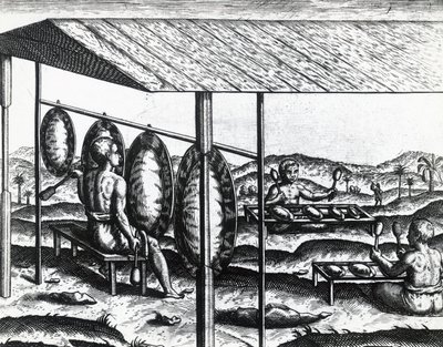 ジャワの楽器、テオドール・デ・ブライ（1528-1598）作、エングレーヴィング 作： Theodore de Bry