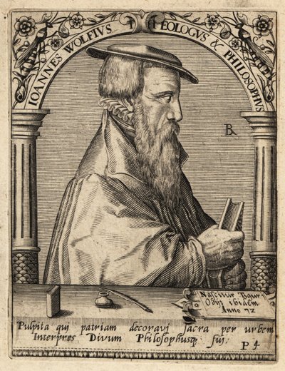 Johannes Wolf, c.1521-1572, スイスの改革派神学者。 作： Theodore de Bry