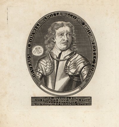 護民官オリバー・クロムウェルの楕円形の肖像。 作： Theodore de Bry