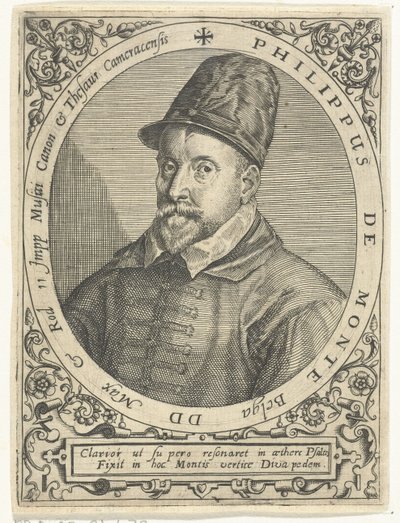 作曲家フィリップ・ド・モンテ（1521-1603）の肖像 作： Theodore de Bry