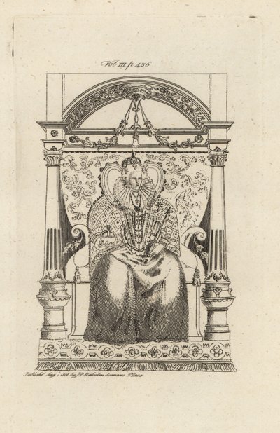 ステンドグラスに描かれたイギリス女王エリザベス1世。 作： Theodore de Bry