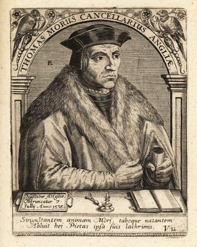 トーマス・モア卿（イギリスの弁護士）。 作： Theodore de Bry