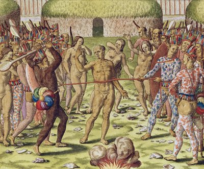 最強のインディアンによる敵の処刑、1562 作： Theodore de Bry