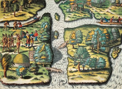フランス人が原住民の食料調達を支援 作： Theodore de Bry