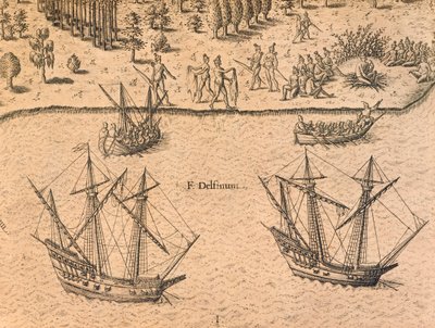 フランス船のフロリダ到着 作： Theodore de Bry
