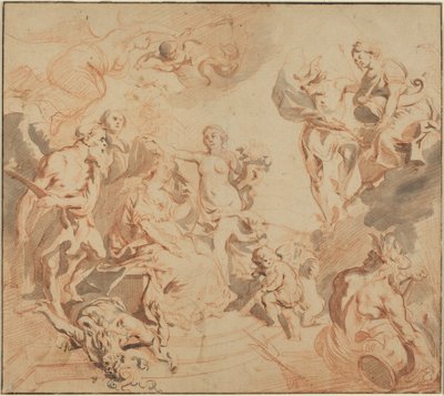アントワープ 豊かさに恵まれて 1648年頃（紙に赤チョーク） 作： Theodore van Thulden