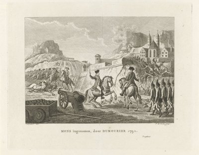 モンスの占領、1792 年 撮影されたモンス、デュムリエ 1792 年 (オブジェクトのタイトル) 作： Theodorus de Roode