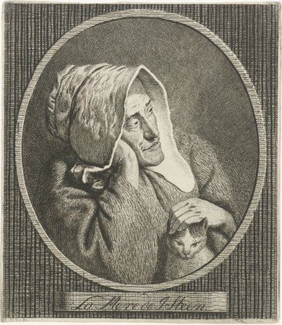 猫と老婆 La Mere de J. Steen (オブジェクトのタイトル) 作： Theodorus de Roode