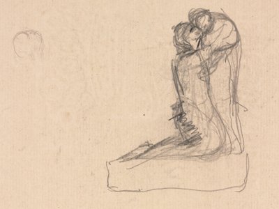 抱きしめる 2 人の人物のスケッチ (裏面) 作： Theodule Ribot