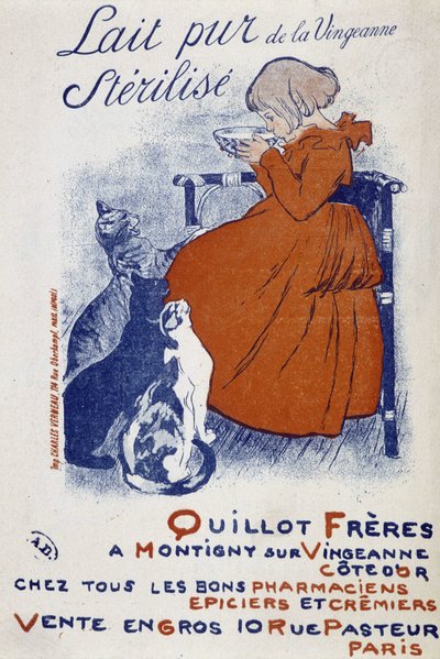 ヴィンジョンヌのピュアミルクの広告ポスター - Steinlen作 作： Théophile Alexandre Steinlen