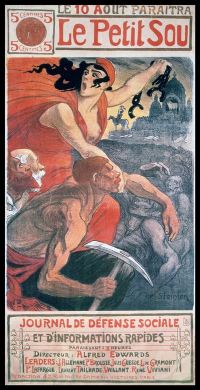 Steinlenによるフランスの雑誌「Le Petit Sou」のアール・ヌーヴォー調の表紙デザインです。 作： Théophile Alexandre Steinlen