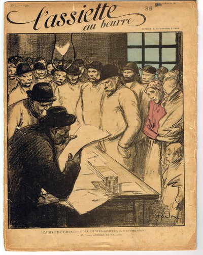 The Butter Plate」第1号の表紙、カラーで風刺を効かせています。 作： Théophile Alexandre Steinlen