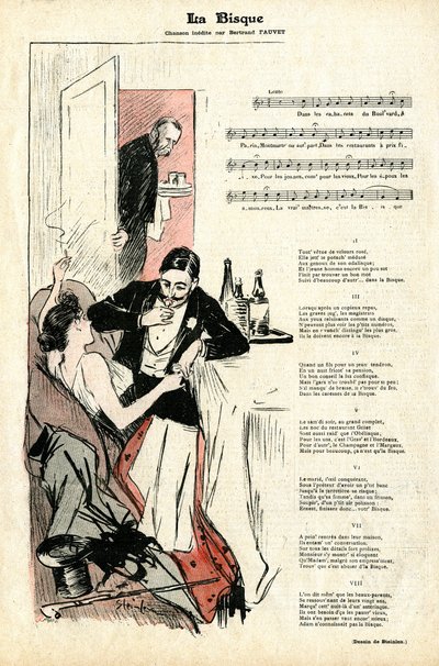 雑誌『Gil Blas』の最終ページ。1月22日の4 作： Théophile Alexandre Steinlen