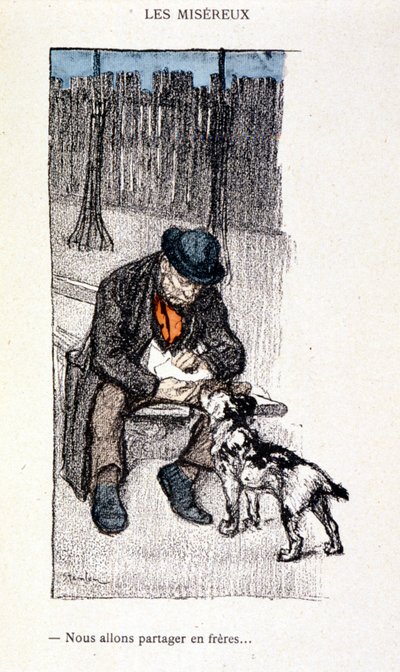 レ・ミゼラブル。兄弟のように分かち合おう（主人と犬）-「Dans la vie」にて、スタインレン作 作： Théophile Alexandre Steinlen