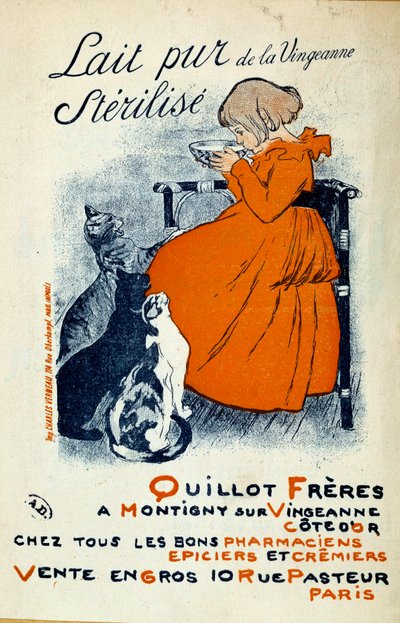 Theophile-Alexandre Steinlen (1859-1923)による「Lait pur de la Vingeanne sterilise: Quillot Freres a Montigny sur Vingeanne - Cote d