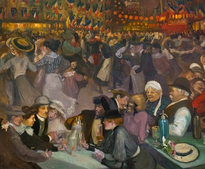 バスティーユの日（7月14日）のダンス - Alexandre Theophile Steinlen (1859-1923) - "Bal du 14 juillet "のディテール 作： Théophile Alexandre Steinlen