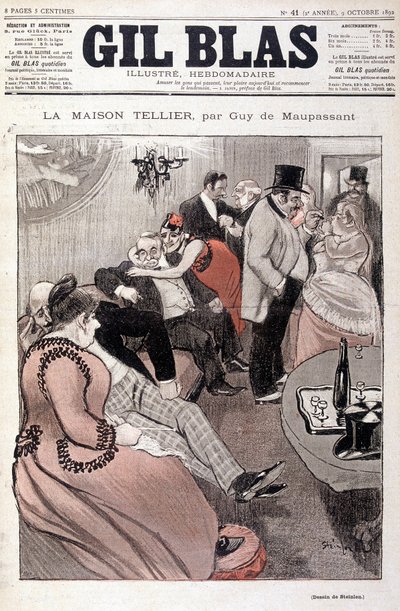 ギイ・ド・モーパッサンの「テリエの家」 - 1892年9月10日付「ジル・ブラス」誌に掲載されたスタインレンによるもの（No.15587と同じ図面）。 作： Théophile Alexandre Steinlen