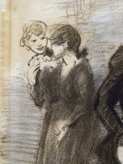 ミディネットの出口（詳細）（1907年以前）。 Theophile Alexandre Steinlen (1859-1923)。 紙に木炭とパステル。 パリ市立美術館、プパレ。 作： Théophile Alexandre Steinlen