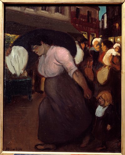洗濯機です。Theophile Alexandre Steinlen (1859 - 1923)の絵画、20世紀。キャンバスに油彩。Vernon, Musee Poulain 作： Théophile Alexandre Steinlen