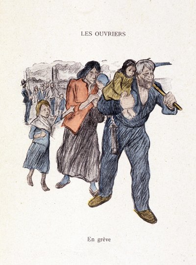 労働者：「生活の中で」でストライキ中、スタインレン作 1901年 作： Théophile Alexandre Steinlen
