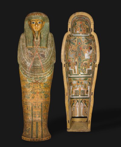 バケンムットの棺、21世紀後半から22世紀初頭、紀元前1000年から900年頃（ジェッソと塗装されたシカモア） 作： Third Intermediate Period Egyptian