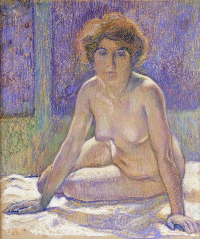 座っている裸の女性、c.1912 作： Théo van Rysselberghe