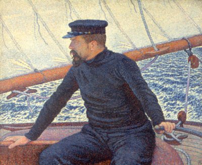 ボートに乗ったポール・シニャック 作： Théo van Rysselberghe
