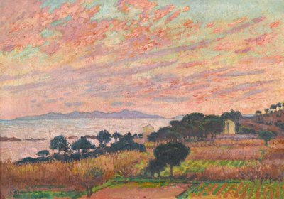 セントクレアの日没時の湾、1916年。 作： Théo van Rysselberghe