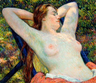 モデルのシエスタ、1920 作： Théo van Rysselberghe