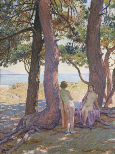 松の木の下の2つのヌード;松の下の2つのヌード1925 作： Théo van Rysselberghe