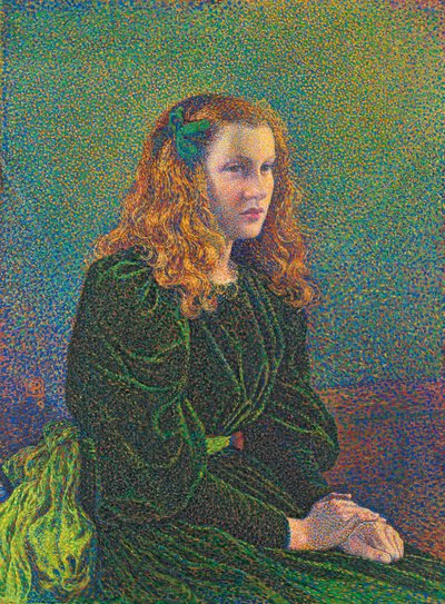 緑のドレスを着た若い女性、1893年 作： Théo van Rysselberghe