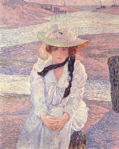 グレーベ川のほとりの若い女性、1901 作： Théo van Rysselberghe