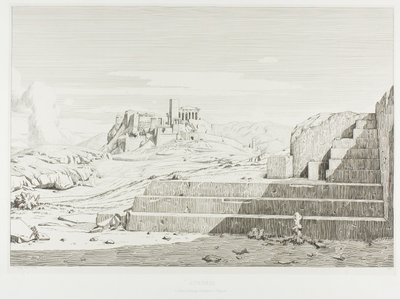 アテネのアクロポリスプニュクス、アレオパゴス、アクロポリス、ヒュメトス山 作： Théodore Caruelle d