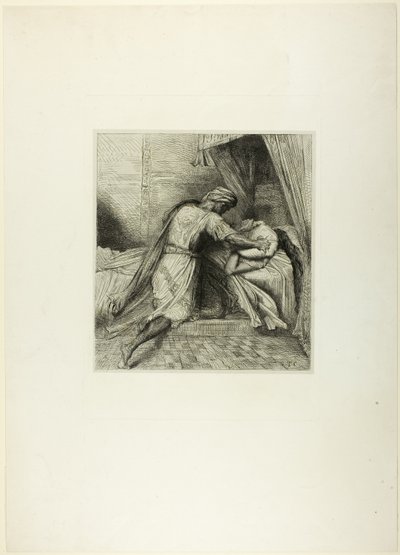 He Smothers Her、オセロのプレート 13 作： Théodore Chassériau