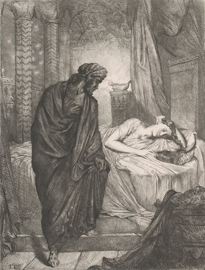 それでも彼女は死ななければならない：オセロ第5幕、シーン2のプレート11、1844年にエッチング、1900年に再版. 作： Théodore Chassériau