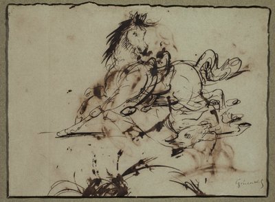 18世紀後半から19世紀初頭、テオドール・ジェリコーの作とされる「怯えた馬 作： セオドア・ジェリコー