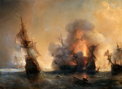 1693年6月27日のラゴス海軍の戦い 作： Jean Antoine Theodore Gudin