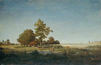 木の塊のある風景 作： Pierre Etienne Theodore Rousseau