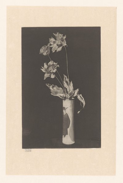 中国をモチーフにした花瓶の花 ラ・チャイナ 作： Théodore Roussel (signed by artist)
