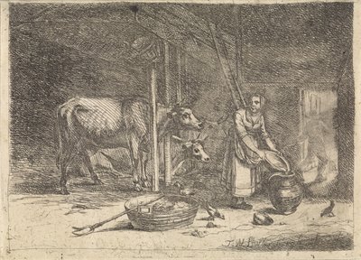 酪農家と牛舎 作： Théodore Wynant Stallenbergh
