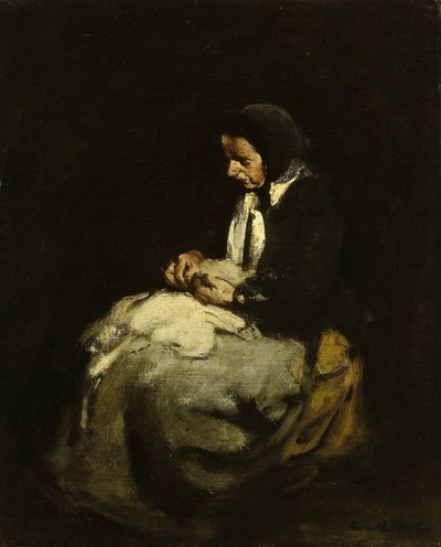 女性裁縫 作： Théodule Augustin Ribot