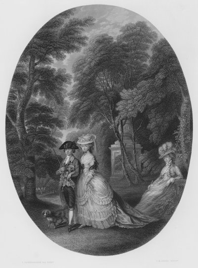 キューの散歩道（ロイヤル・コレクションの写真より）（エングレーヴィング 作： Thomas (after) Gainsborough