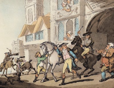 アナグマベイティングに出発（カラーリソ） 作： Thomas (after) Rowlandson