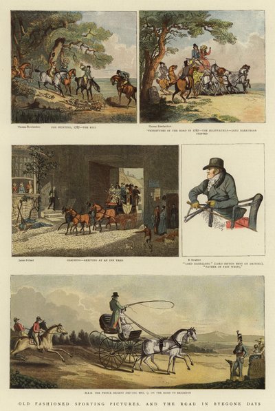 オールドファッション・スポーティング・ピクチャーズ」「白骨の道」（カラーリトグラフ 作： Thomas (after) Rowlandson