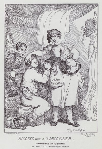 スマグラーの艤装（リトグラフ 作： Thomas (after) Rowlandson