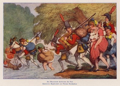 マーチの兵士 (カラー彫刻) 作： Thomas (after) Rowlandson
